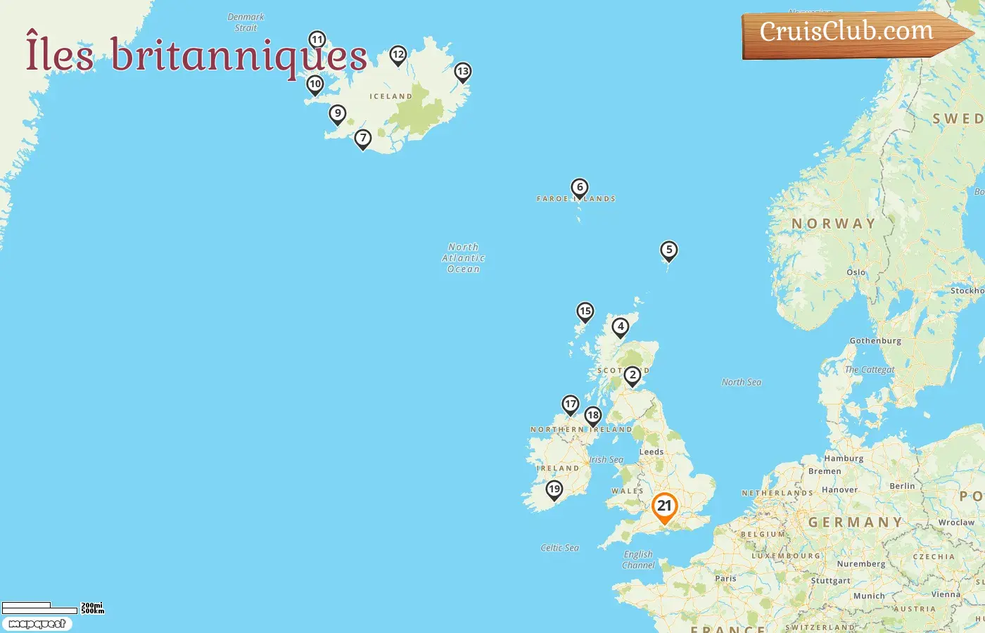 Croisière dans les îles britanniques au départ de Southampton à bord du navire Seven Seas Voyager avec des escales aux îles Féroé, en Islande et en Irlande pendant 21 jours