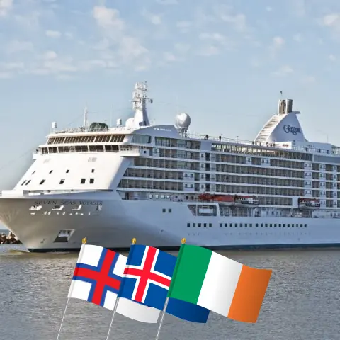 Cruise in the British Isles from Southampton aboard Seven Seas Voyager ship with visits to Faroe Islands, Iceland, and Ireland for 21 days