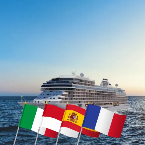 Cruise in the Mediterranean from Civitavecchia to Southampton aboard Seven Seas Grandeur ship with visits to Italy, Monaco, Spain, and France for 14 days