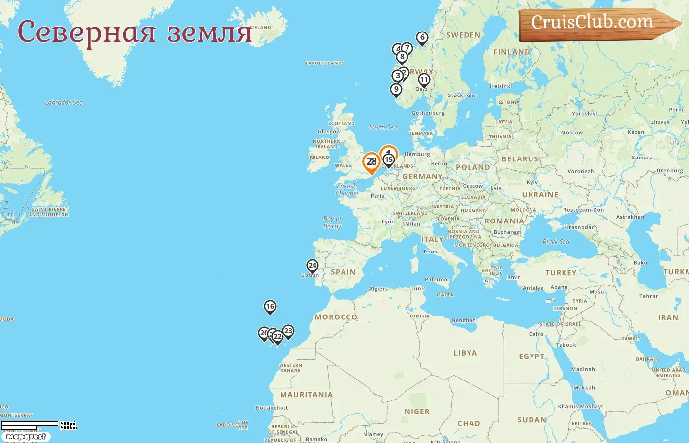 Круиз по Северным землям из Роттердама в Дувр на борту судна Nieuw Statendam с посещением Норвегии, Португалии и Испании на 28 дней