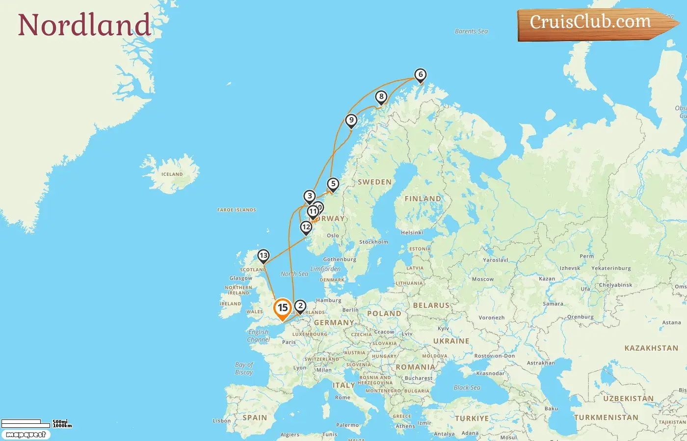 Crucero en el Norte desde Dover a bordo del barco Nieuw Statendam con visitas a Noruega durante 15 días