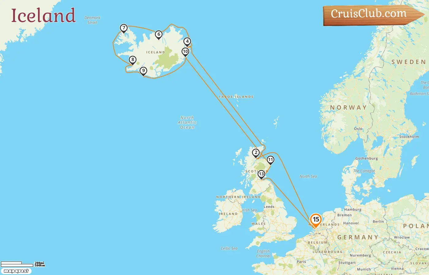 Cruise in the Iceland from Rotterdam aboard Rotterdam ship with visits to for 15 days