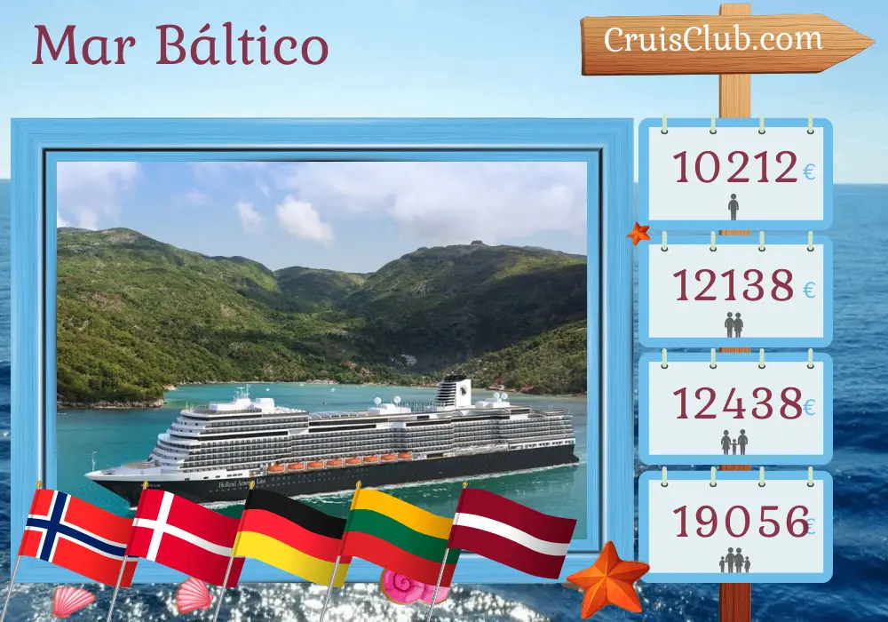 Cruzeiro no Mar Báltico saindo de Roterdã a bordo do navio Roterdã com visitas à Noruega, Dinamarca, Alemanha, Polônia, Lituânia e Letônia por 22 dias