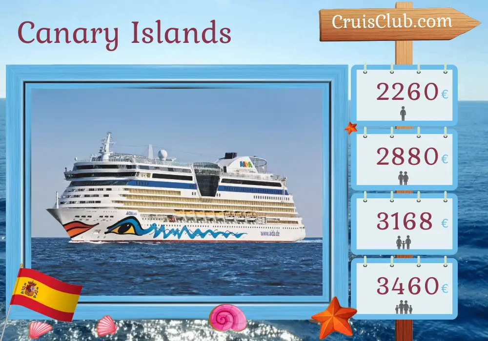 Cruise in the Canary Islands from Las Palmas aboard AIDAluna ship with visits to Spain for 8 days