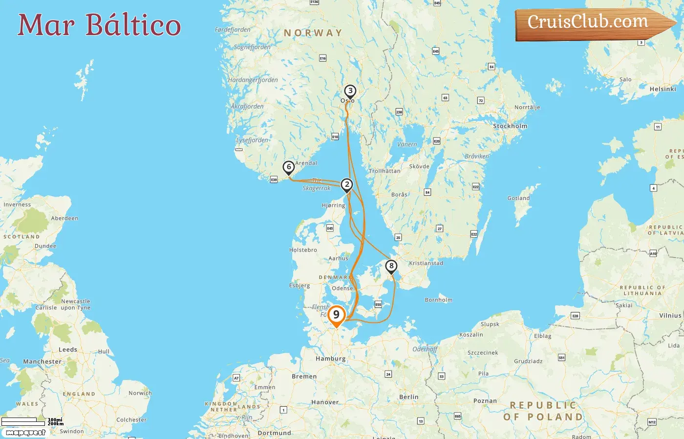 Crucero por el Mar Báltico desde Kiel a bordo del barco AIDAbella con visitas a Dinamarca y Noruega durante 9 días