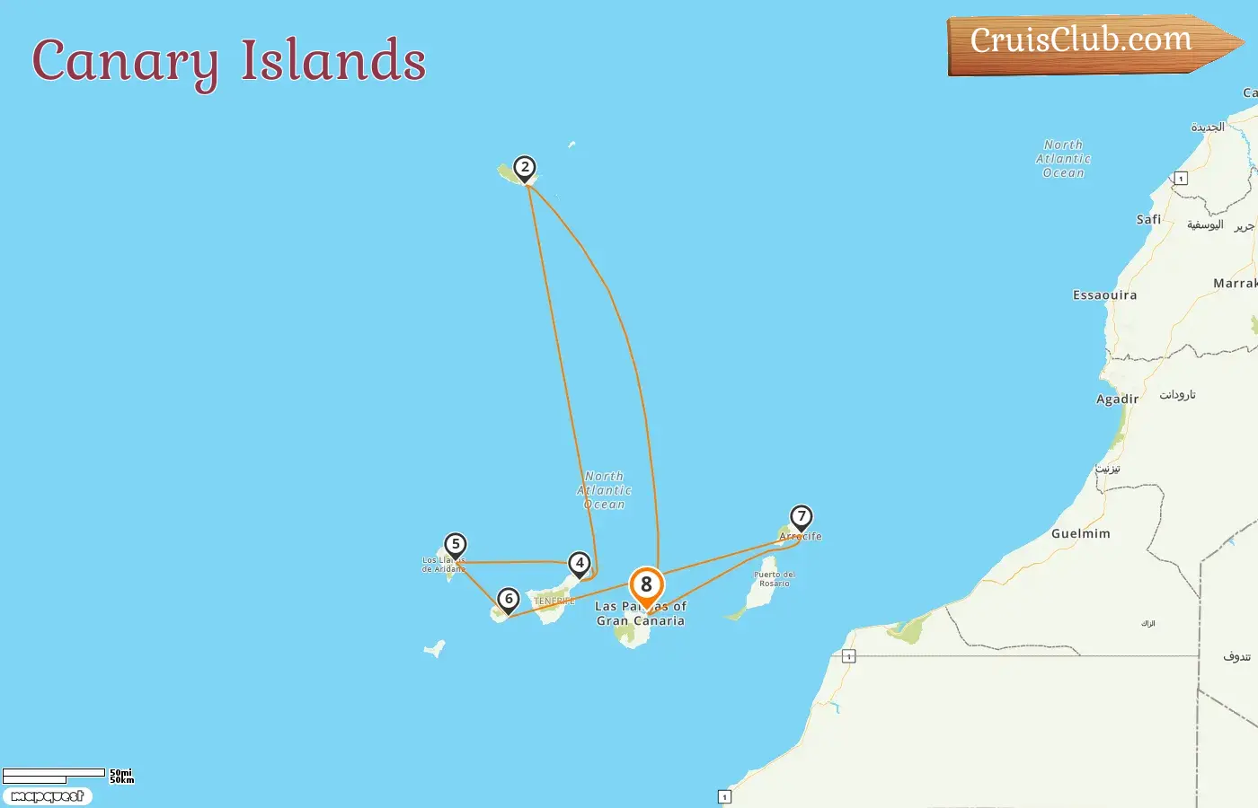 Cruise in the Canary Islands from Las Palmas aboard Costa Fortuna ship with visits to Spain for 8 days