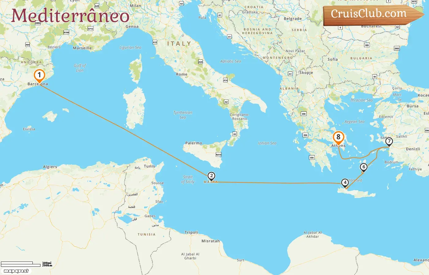 Cruzeiro no Mediterrâneo de Barcelona a Pireu a bordo do navio Oosterdam com visitas à Espanha, Malta, Grécia e Turquia por 8 dias