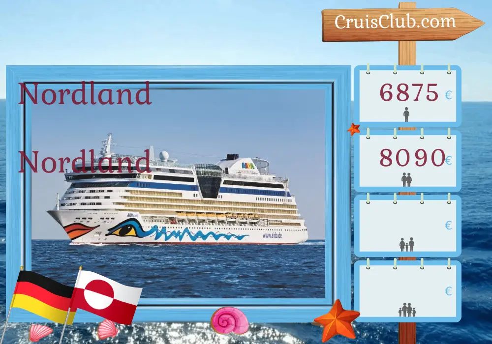 Cruzeiro no Norte a partir de Hamburgo a bordo do navio AIDAluna com visitas à Alemanha e à Gronelândia por 22 dias