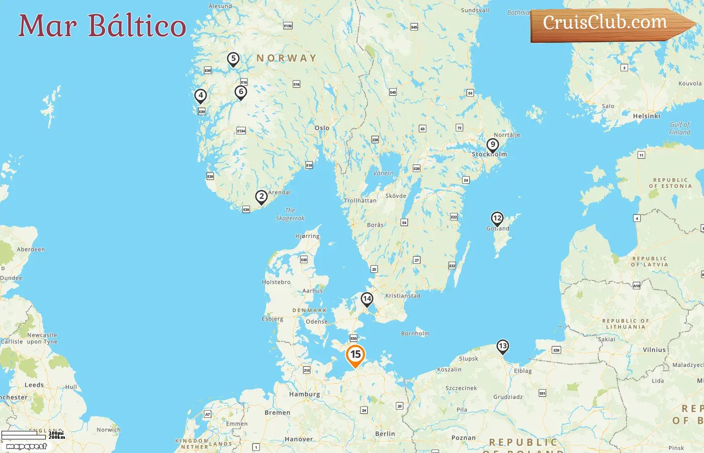 Crucero en el mar Báltico desde Warnemünde a bordo del barco AIDAluna con visitas a Alemania, Noruega, Suecia, Polonia y Dinamarca durante 15 días