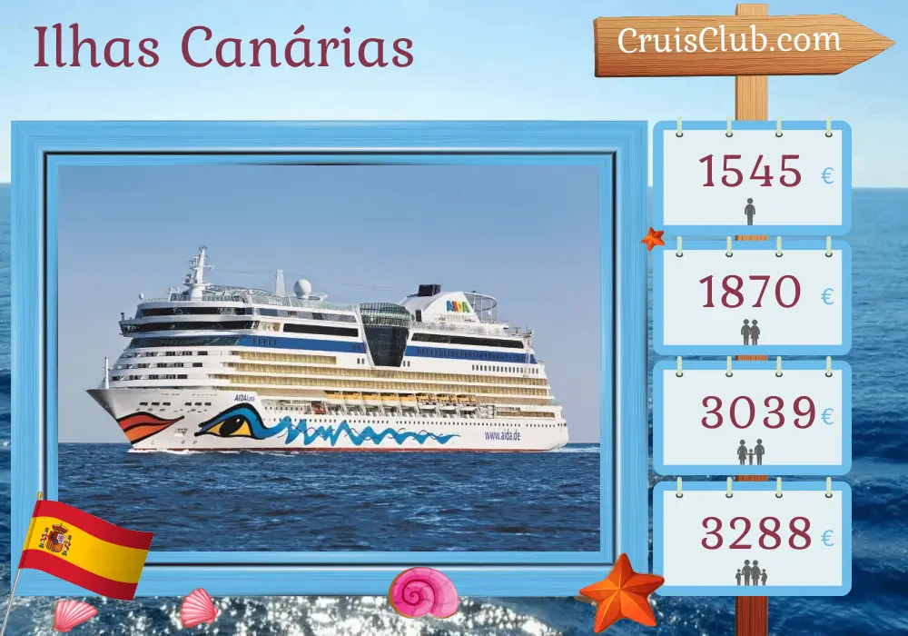 Cruzeiro nas Ilhas Canárias a partir de Las Palmas a bordo do navio AIDAluna com visitas à Espanha por 8 dias