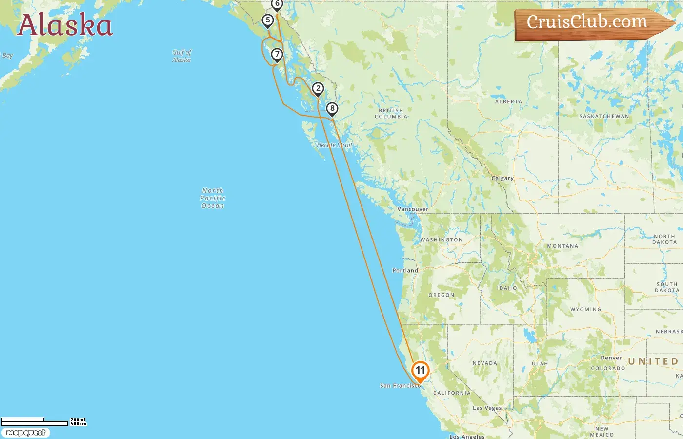 Crucero a Alaska desde San Francisco a bordo del barco Ruby Princess con visitas a Estados Unidos y Canadá por 11 días