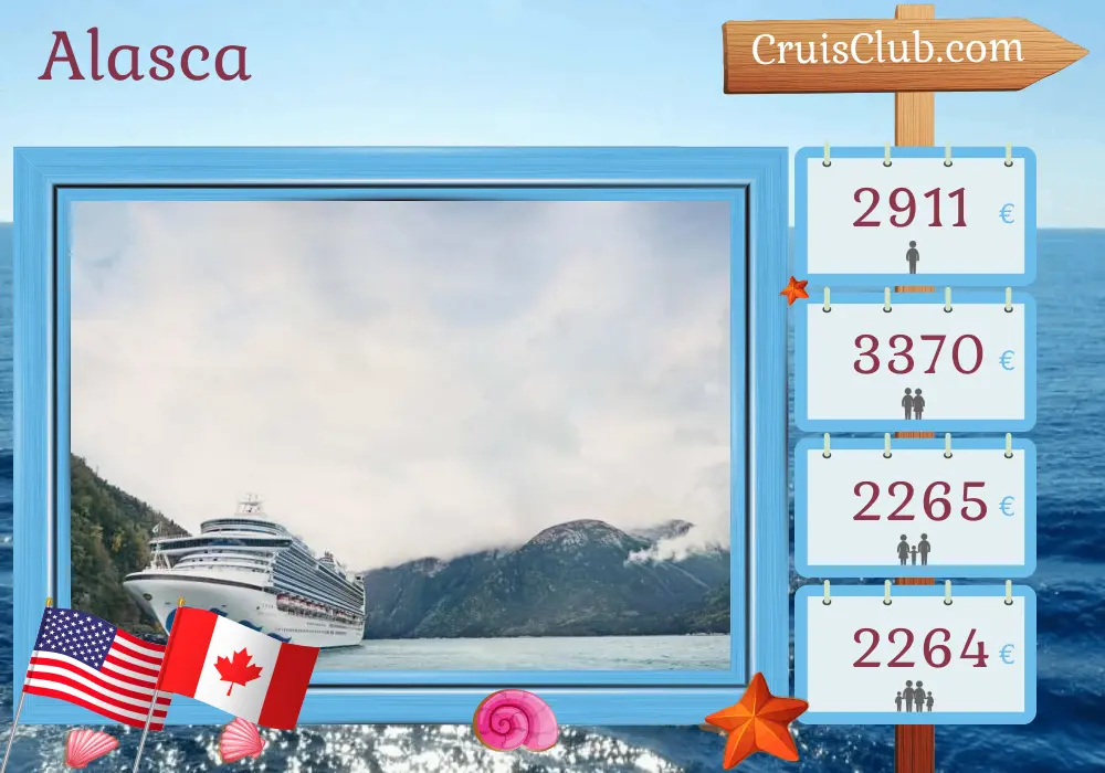 Cruzeiro no Alasca saindo de São Francisco a bordo do navio Ruby Princess com visitas aos Estados Unidos e Canadá por 11 dias