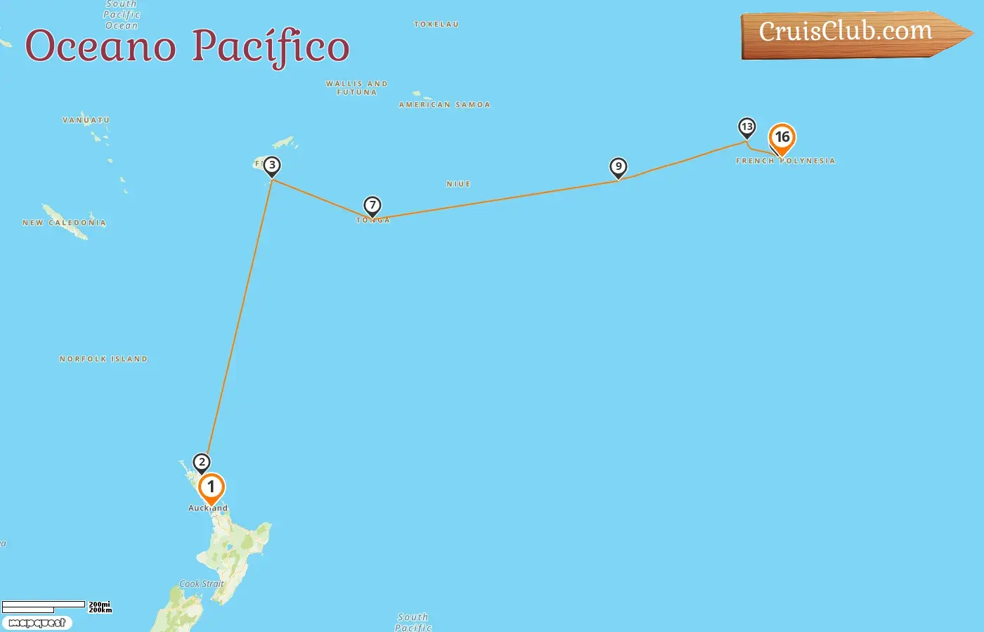 Cruzeiro no Sul do Pacífico de Auckland a Papeete a bordo do navio Seabourn Quest com paragens na Nova Zelândia, Fiji, Tonga, Ilhas Cook e Polinésia Francesa por 16 dias