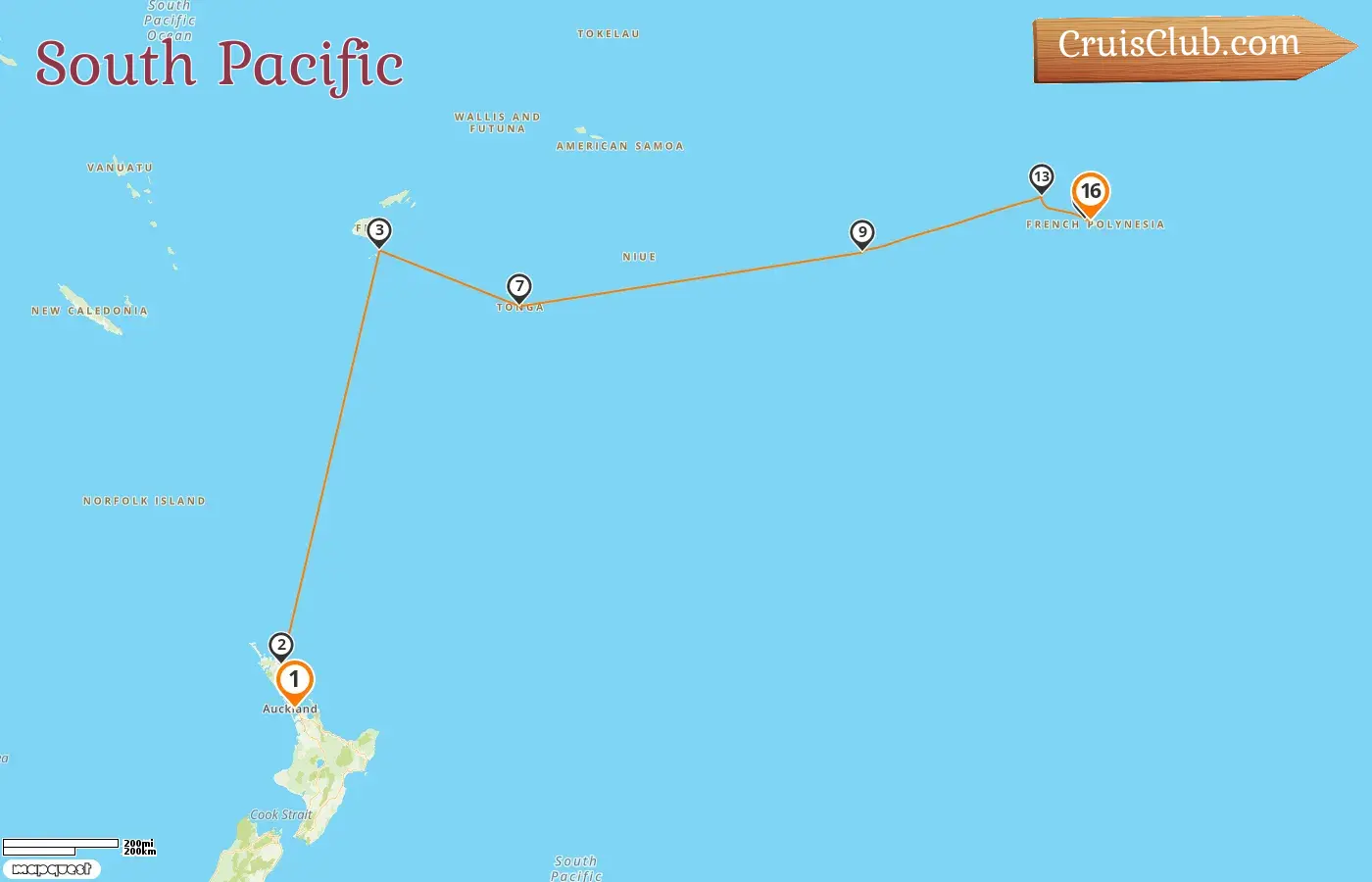 Kreuzfahrt im Südpazifik von Auckland nach Papeete an Bord des Schiffes Seabourn Quest mit Besuchen in Neuseeland, Fidschi, Tonga, Cookinseln und Französisch-Polynesien für 16 Tage