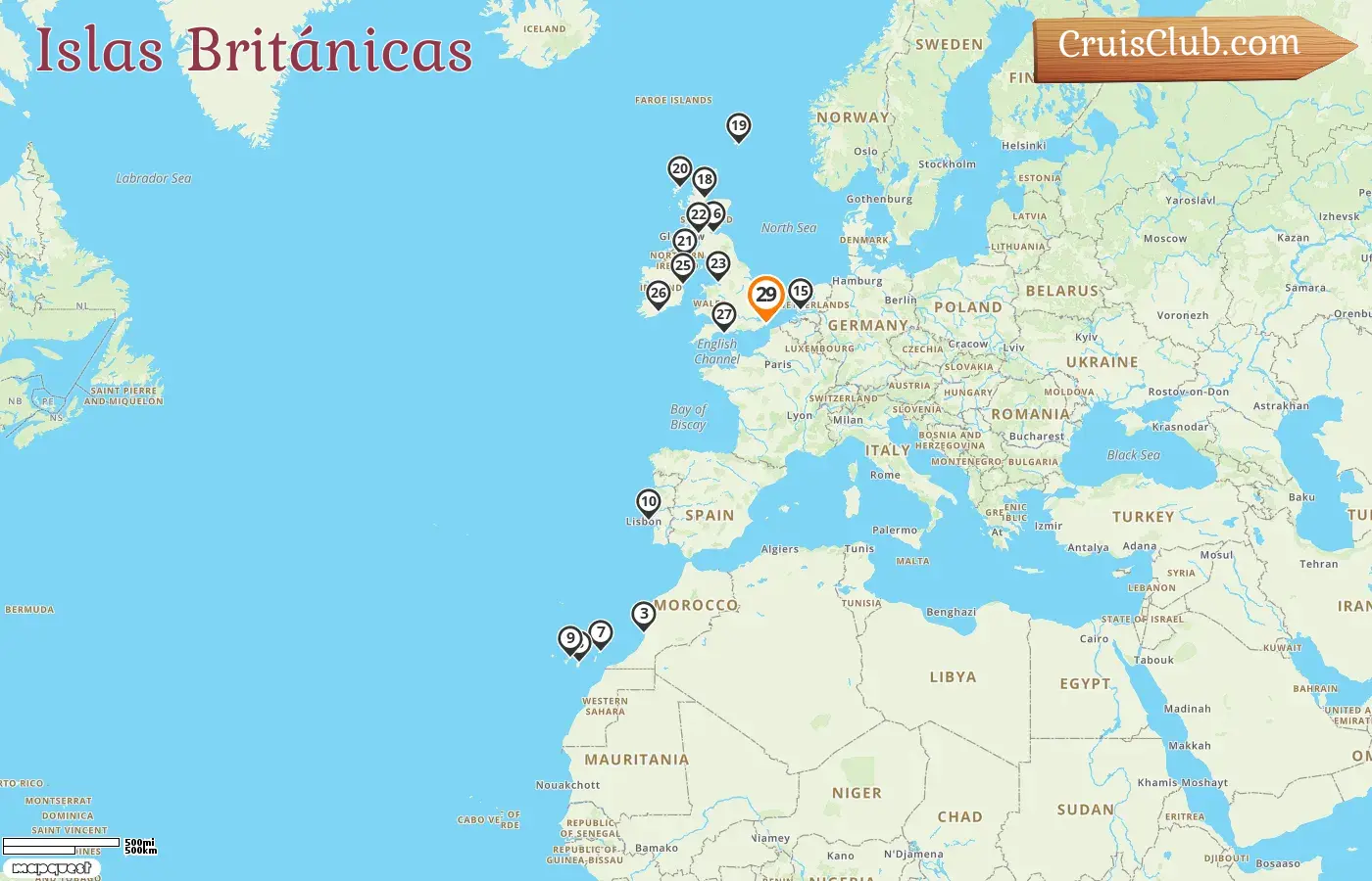 Crucero por las Islas Británicas desde Dover a bordo del barco Nieuw Statendam con visitas a Marruecos, España e Irlanda por 29 días
