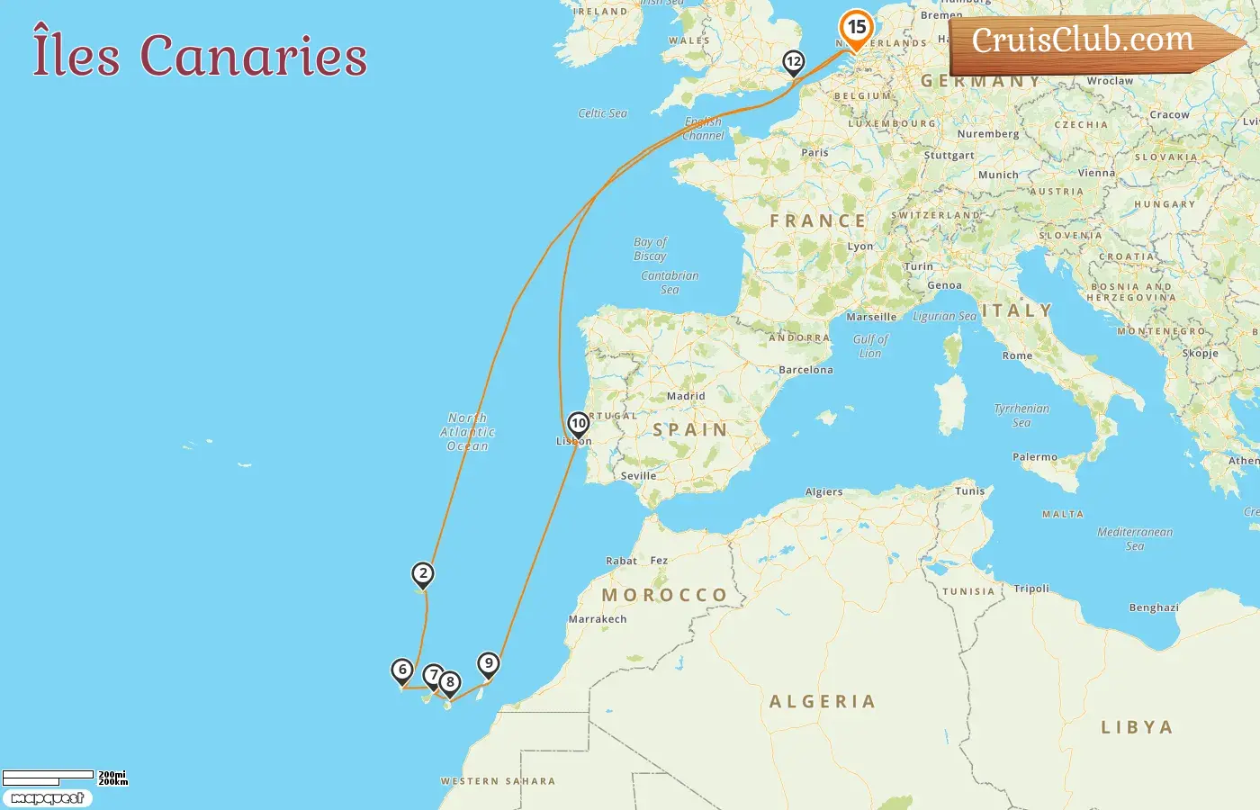 Croisière dans les îles Canaries au départ de Rotterdam à bord du navire Nieuw Statendam avec escales au Portugal et en Espagne pendant 15 jours