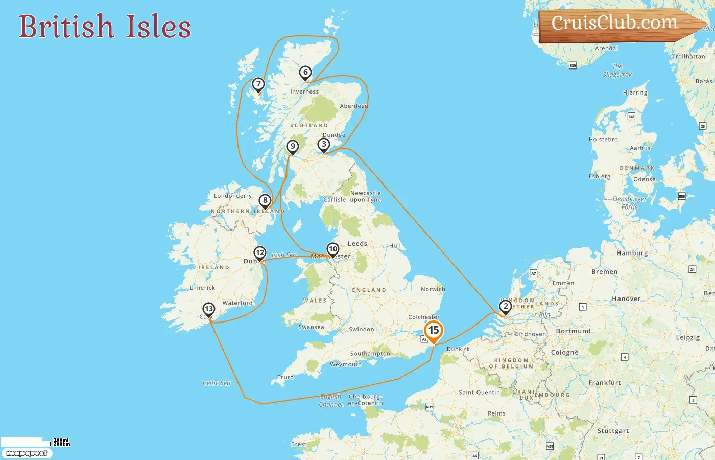Kreuzfahrt in den Britischen Inseln ab Dover an Bord des Schiffes Nieuw Statendam mit Besuchen in Irland für 15 Tage