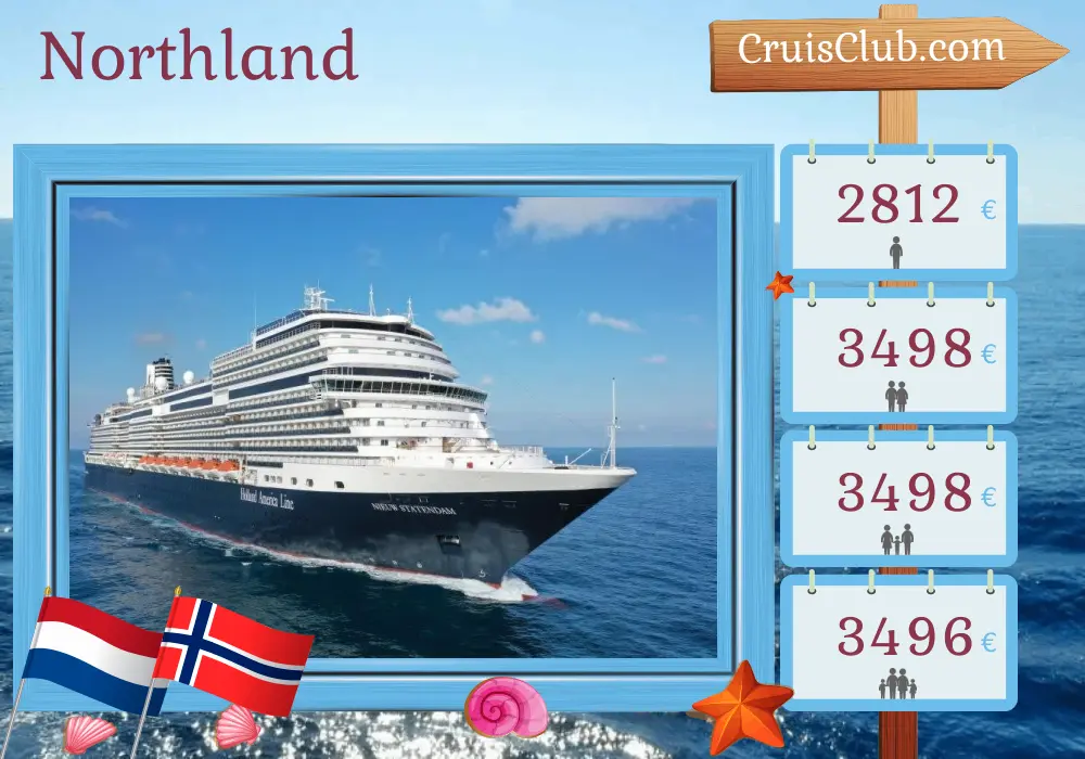 Cruise in the Northland from Amsterdam to Rotterdam aboard Nieuw Statendam ship with visits to Netherlands and Norway for 8 days