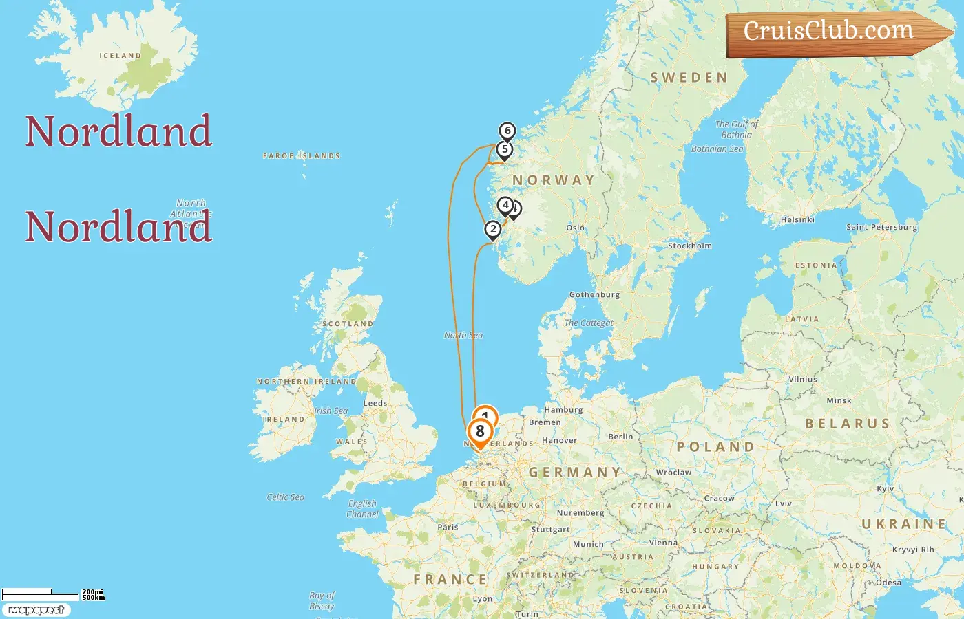 Cruzeiro no Norte de Amsterdã a Roterdã a bordo do navio Nieuw Statendam com visitas à Holanda e Noruega por 8 dias