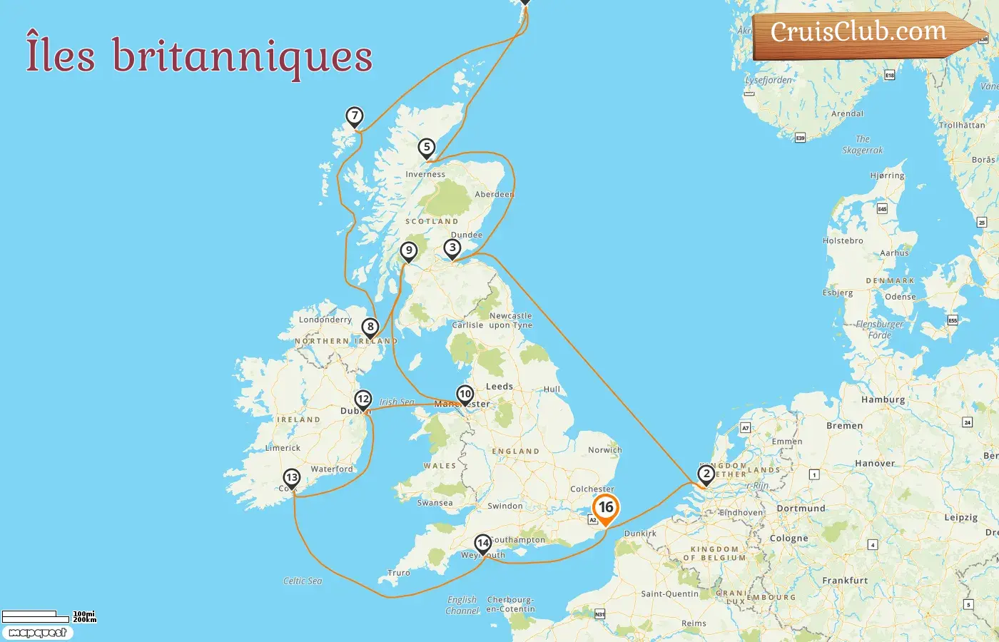 Croisière dans les îles britanniques au départ de Douvres à bord du navire Nieuw Statendam avec escales en Irlande pendant 16 jours