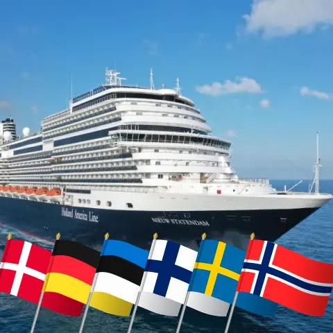 Cruise in the Baltic Sea from Dover aboard Nieuw Statendam ship with visits to Denmark, Germany, Estonia, Finland, Sweden, and Norway for 15 days