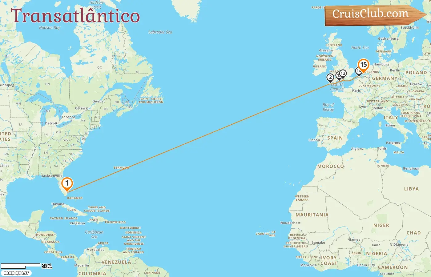 Cruzeiro Transatlântico de Fort Lauderdale para Roterdã a bordo do navio Rotterdam com visitas aos EUA e Bélgica por 15 dias