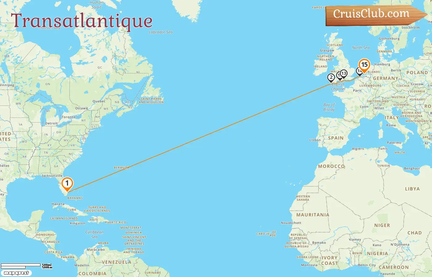 Croisière en transatlantique de Fort Lauderdale à Rotterdam à bord du navire Rotterdam avec des visites aux États-Unis et en Belgique pendant 15 jours