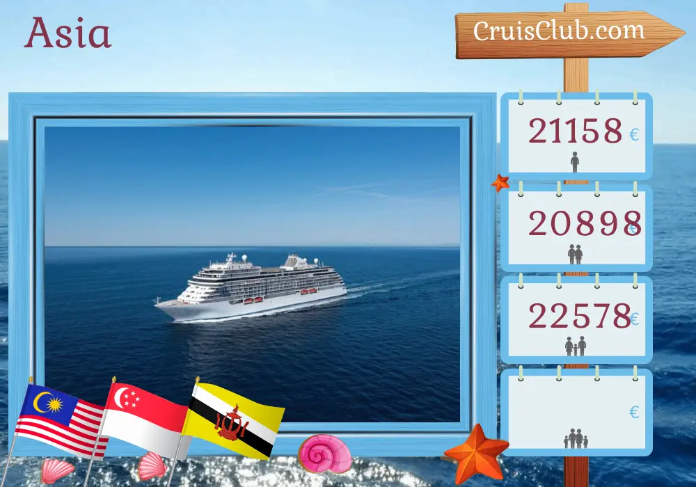 Cruise in the Asia from Benoa to Laem Chabang aboard Seven Seas Explorer ship with visits to Indonesia, Malaysia, Singapore, Brunei Darussalam, Viet Nam, and Thailand for 15 days