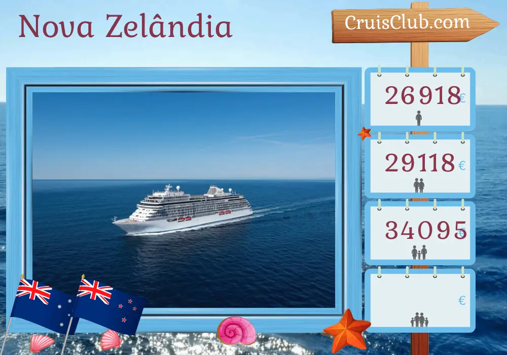 Cruzeiro na Nova Zelândia de Sydney para Auckland a bordo do navio Seven Seas Explorer com visitas à Austrália e Nova Zelândia por 17 dias