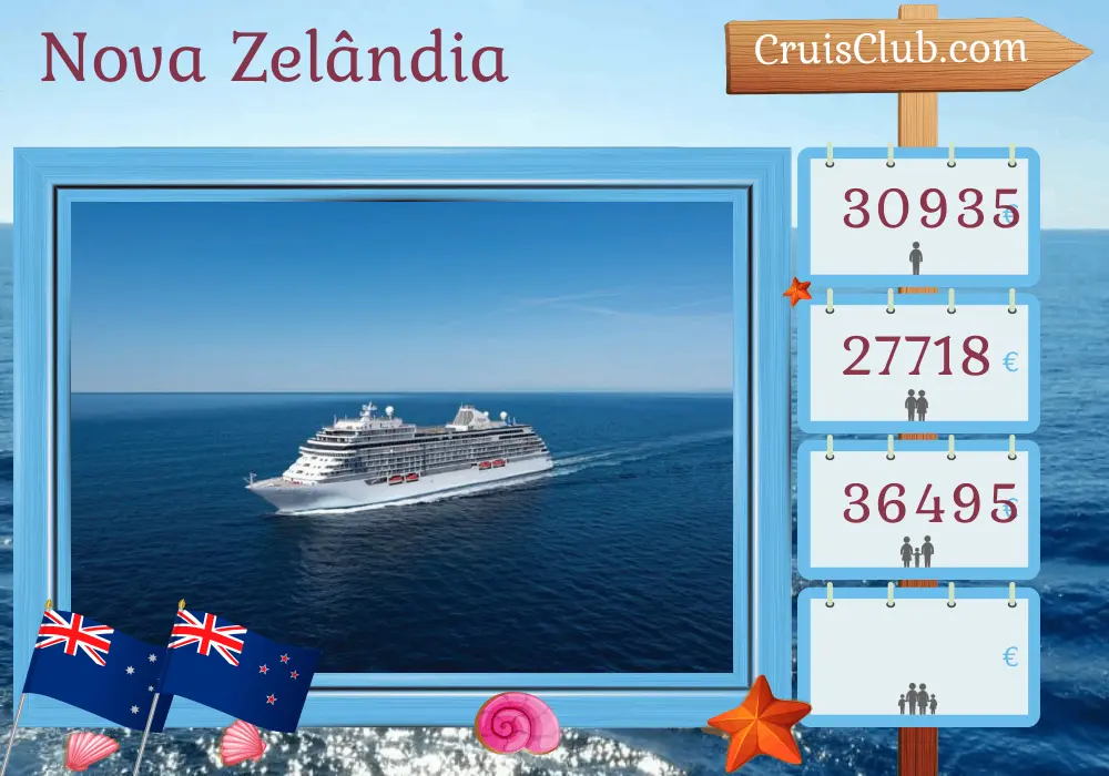 Cruzeiro na Nova Zelândia de Sydney para Auckland a bordo do navio Seven Seas Explorer com visitas à Austrália e Nova Zelândia por 17 dias