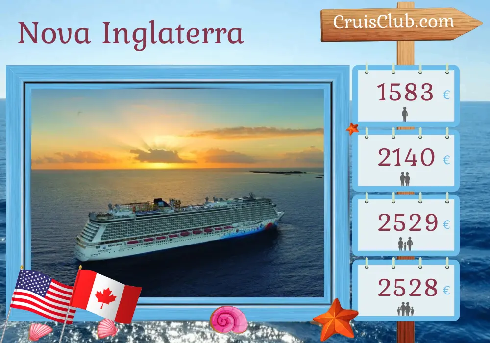 Cruzeiro no Novo Inglaterra de Boston a bordo do navio Norwegian Breakaway com visitas aos EUA e Canadá por 8 dias