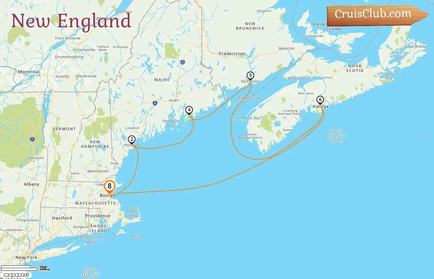 Cruise in the New England from Boston aboard Norwegian Breakaway ship with visits to USA and Canada for 8 days