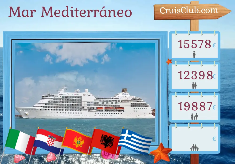 Crucero en el Mediterráneo de Fusina a El Pireo a bordo del barco Seven Seas Navigator con visitas a Italia, Croacia, Montenegro, Albania y Grecia durante 11 días