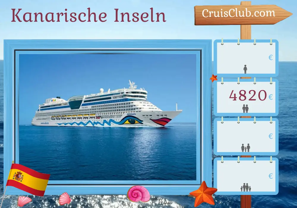 Kreuzfahrt in den Kanarischen Inseln ab Las Palmas an Bord des Schiffes AIDAbella mit Besuchen in Spanien und Marokko für 15 Tage