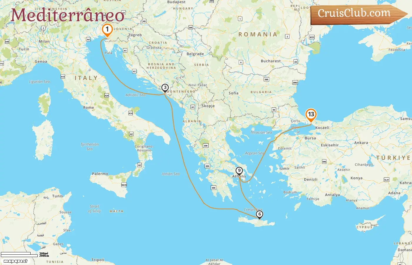 Cruzeiro no Mediterrâneo de Trieste a Istambul a bordo do navio Seven Seas Voyager com visitas à Itália, Croácia, Grécia e Turquia por 13 dias