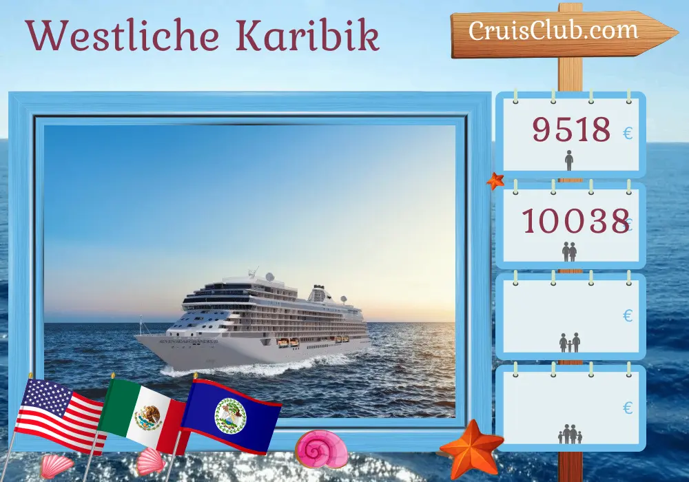 Kreuzfahrt in der westlichen Karibik ab Miami an Bord des Schiffs Seven Seas Grandeur mit Stopps in den USA, Mexiko, Belize und Honduras für 8 Tage
