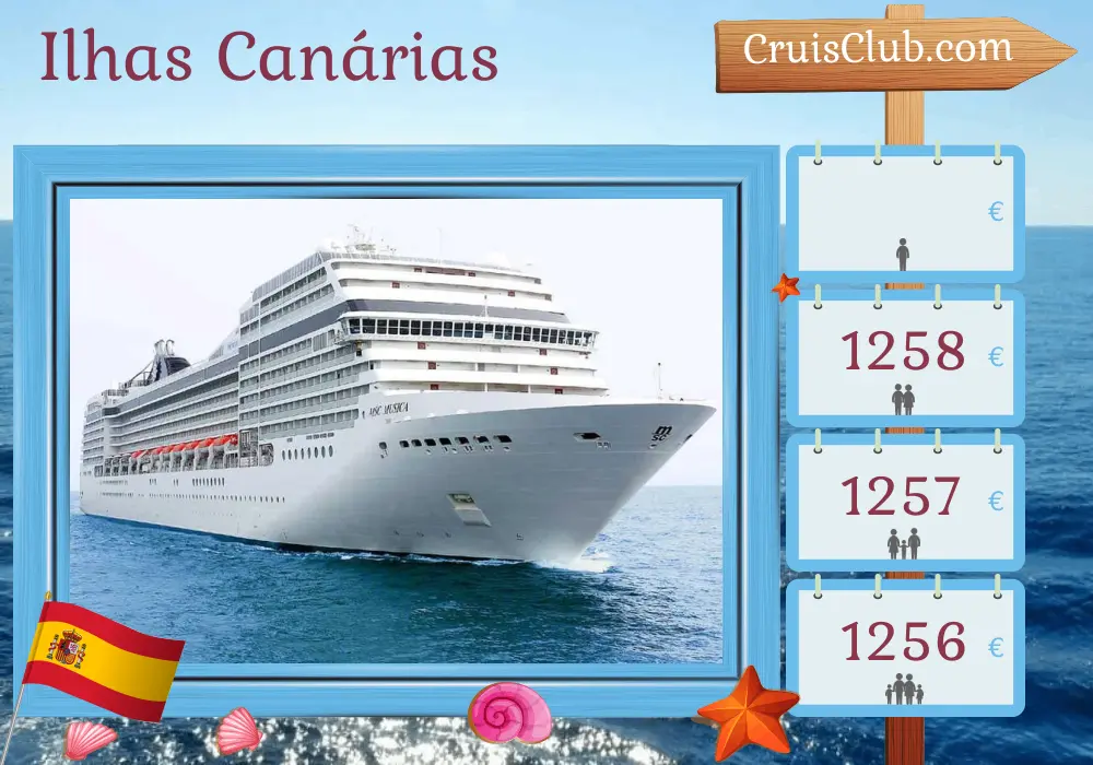 Cruzeiro nas Ilhas Canárias a partir de Las Palmas a bordo do navio MSC Musica com visitas à Espanha por 8 dias