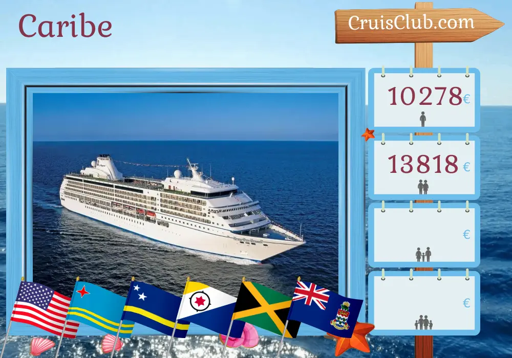 Crucero en el Caribe de Miami a Tampa a bordo del barco Seven Seas Mariner con visitas a EE. UU., Aruba, Curazao, Jamaica y las Islas Caimán durante 11 días