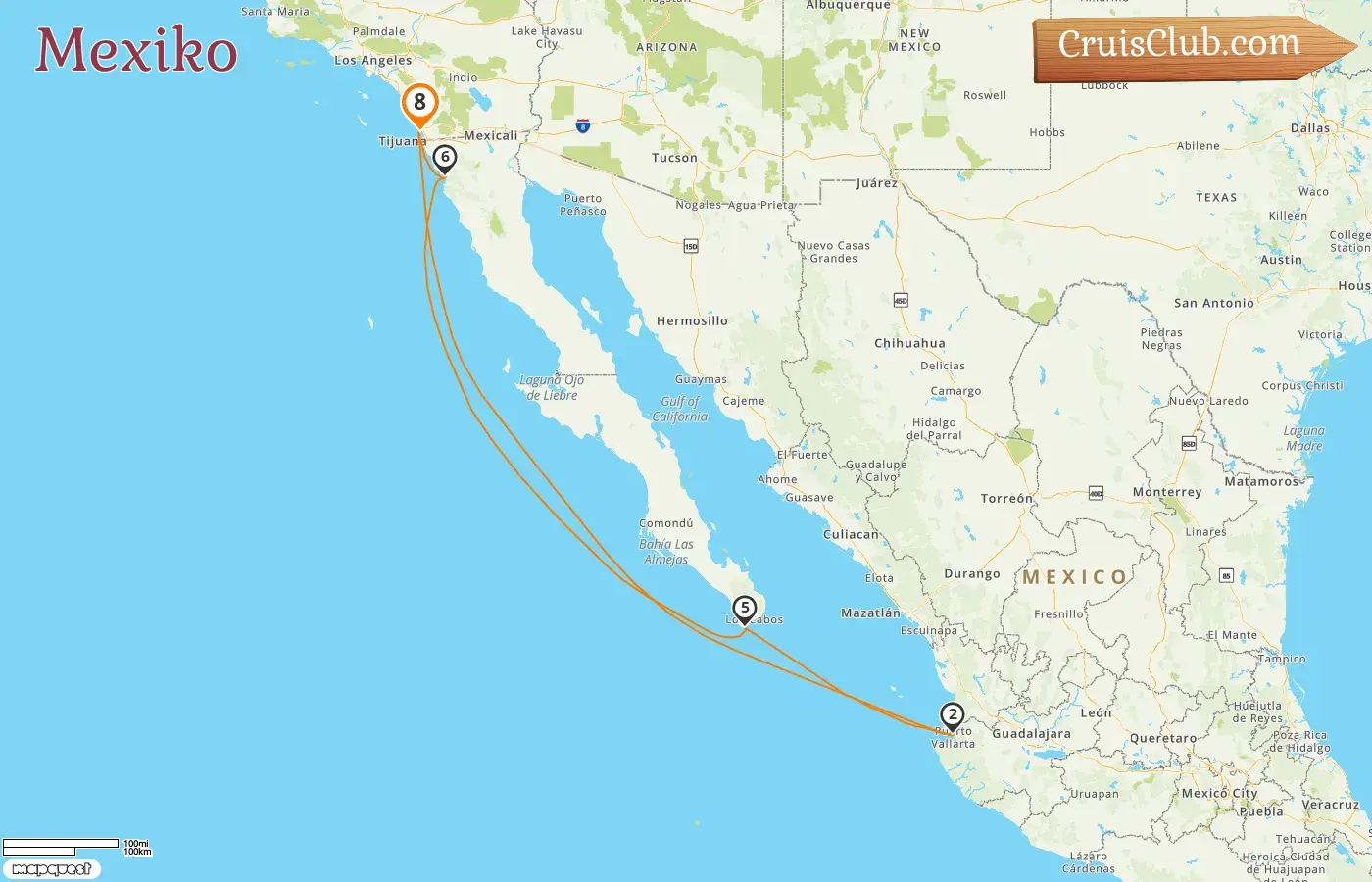 Kreuzfahrt in Mexiko ab San Diego auf dem Disney Wonder Schiff mit Besuchen in den USA und Mexiko für 8 Tage