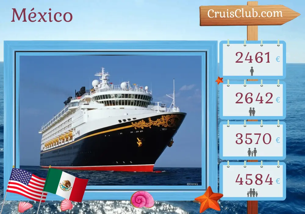 Crucero en México desde San Diego a bordo del barco Disney Wonder con visitas a Estados Unidos y México por 8 días