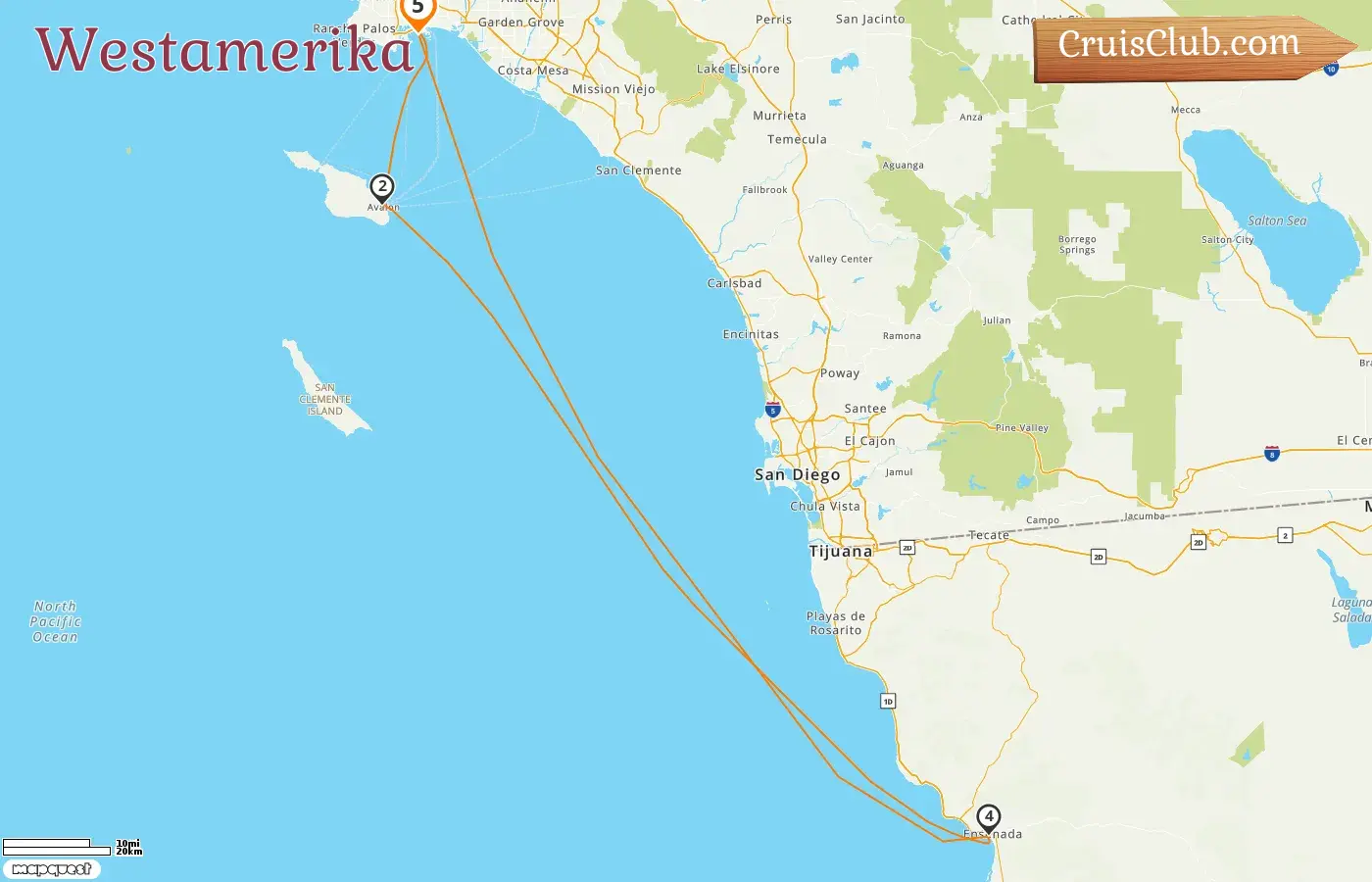 Kreuzfahrt im westlichen Amerika ab Long Beach an Bord des Carnival Firenze-Schiffs mit Besuchen in den USA und Mexiko für 5 Tage