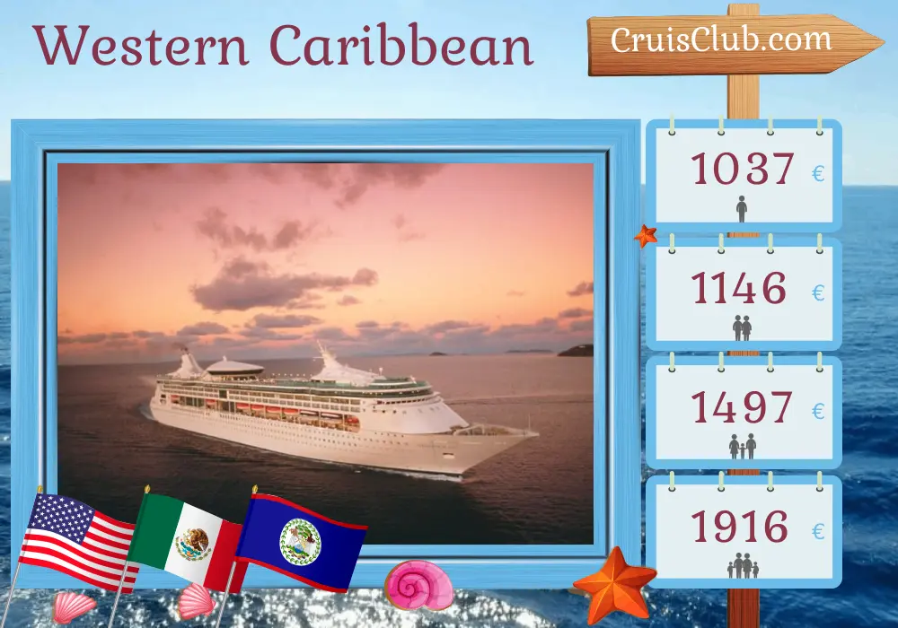 Cruise in the Western Caribbean from Tampa aboard Grandeur of the Seas ship with visits to USA, Mexico, Belize, and Honduras for 8 days