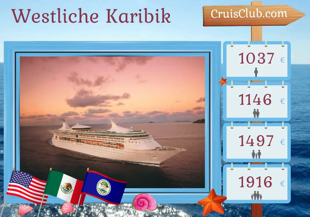 Kreuzfahrt in die westliche Karibik ab Tampa an Bord des Schiffes Grandeur of the Seas mit Besuchen in den USA, Mexiko, Belize und Honduras für 8 Tage