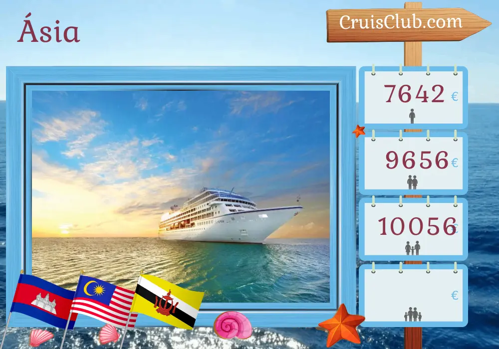 Cruzeiro na Ásia de Laem Chabang para Benoa a bordo do navio Oceania Sirena com visitas à Tailândia, Camboja, Vietnã, Malásia, Brunei Darussalam e Indonésia por 15 dias