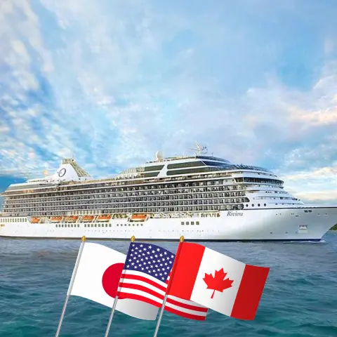 Cruise in the Pacific Ocean from Tokyo to Seattle aboard Oceania Riviera ship with visits to Japan, USA, and Canada for 21 days
