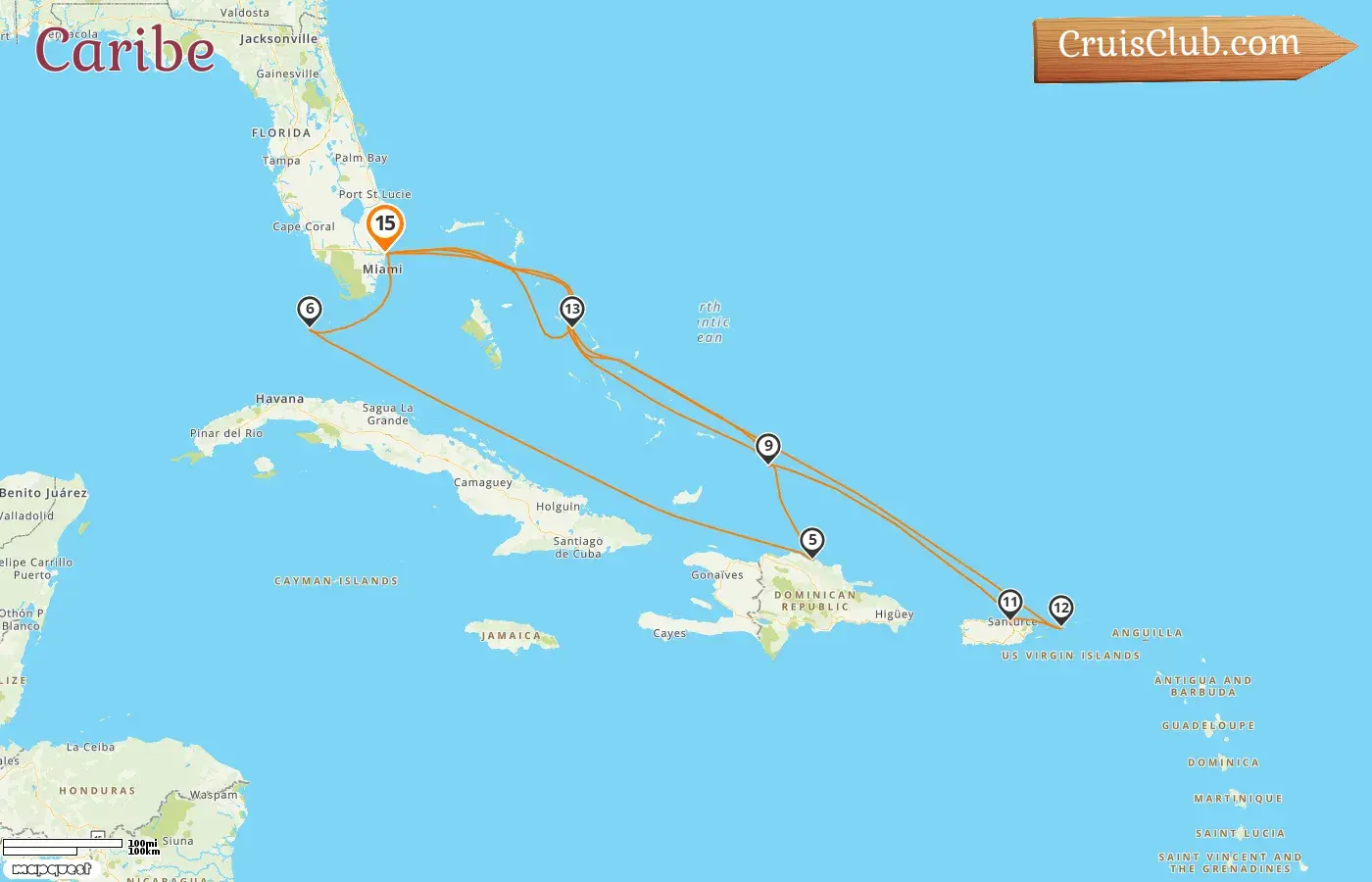 Crucero por el Caribe desde Fort Lauderdale a bordo del barco Koningsdam con visitas a EE. UU., Bahamas, República Dominicana y Puerto Rico por 15 días