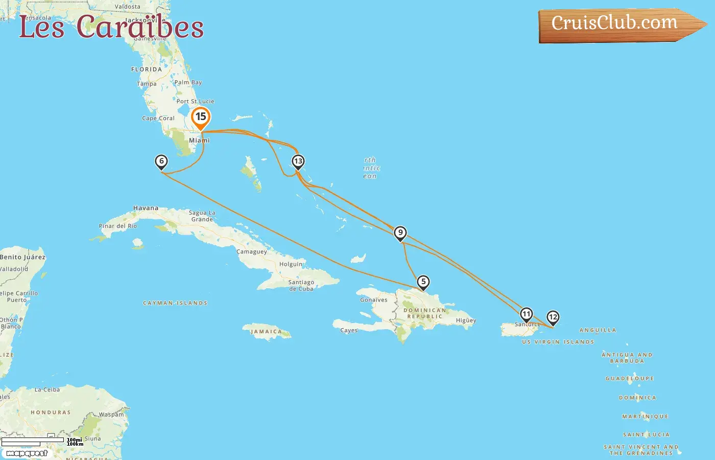 Croisière dans les Caraïbes au départ de Fort Lauderdale à bord du navire Koningsdam avec escales aux États-Unis, aux Bahamas, en République dominicaine et à Porto Rico pendant 15 jours