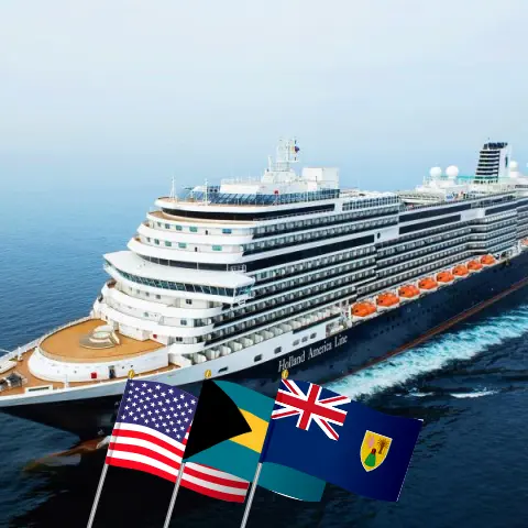 Croisière dans les Caraïbes au départ de Fort Lauderdale à bord du navire Koningsdam avec escales aux États-Unis, aux Bahamas, en République dominicaine et à Porto Rico pendant 15 jours
