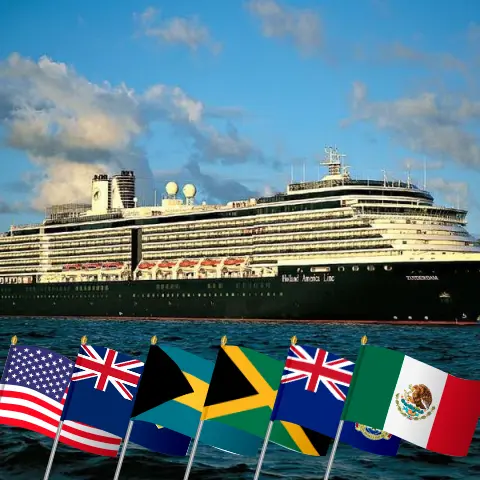 Cruise in the Caribbean from Miami aboard Zuiderdam ship with visits to USA, Puerto Rico, Bahamas, Jamaica, Cayman Islands, and Mexico for 15 days