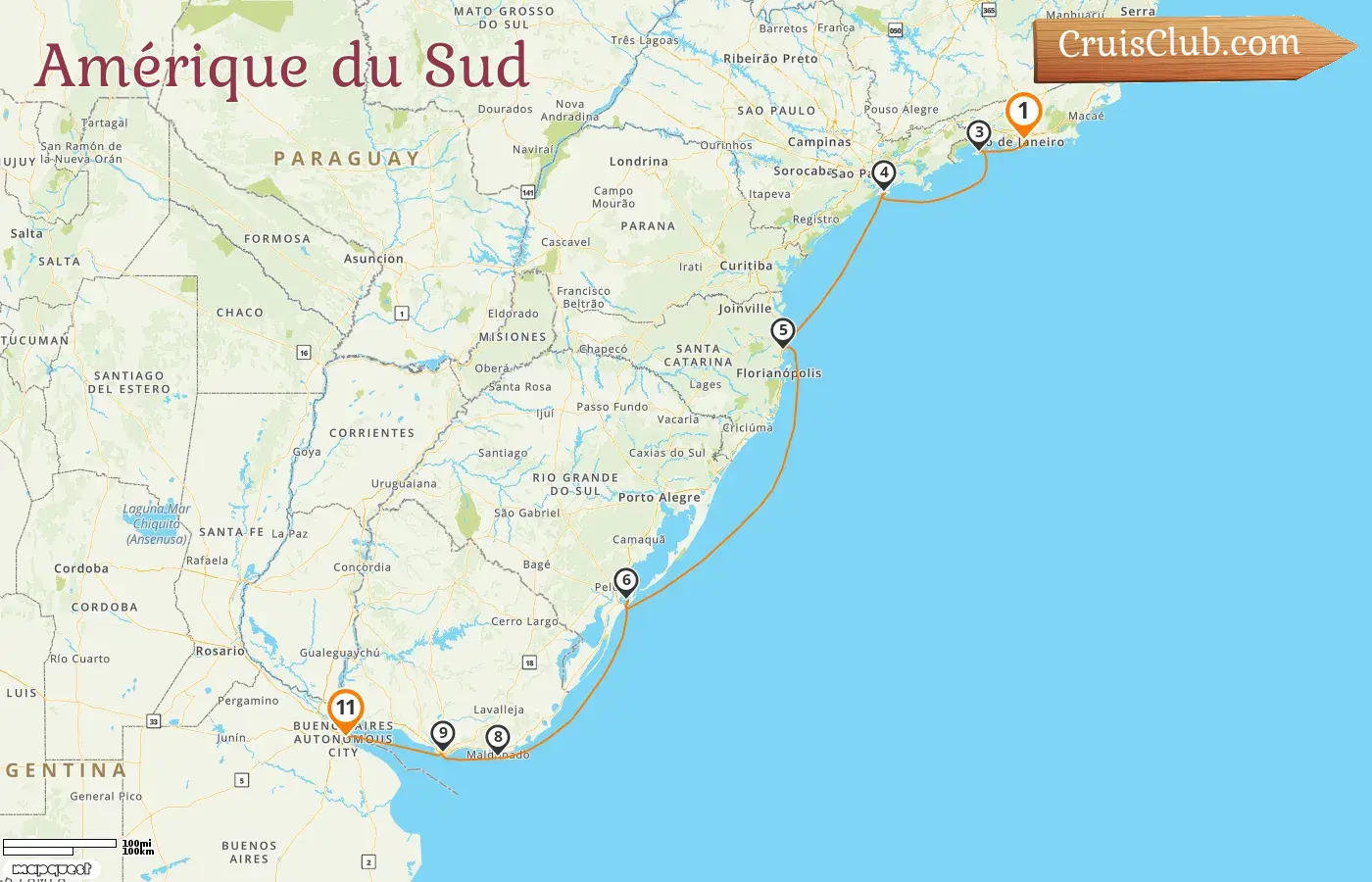 Croisière en Amérique du Sud de Rio de Janeiro à Buenos Aires à bord du navire Oceania Vista avec des visites au Brésil, en Uruguay et en Argentine pendant 11 jours